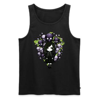 Goth Girl hält Totenkopf-Ballons - Gothic - Männer Premium Bio Tank Top - Schwarz - Vorne - AI Model Male 178 light (178cm)