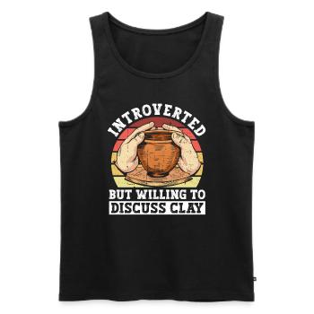 Introvert but keen to discuss - - Men's Premium Organic Tank Top - black - Front - AI Model Male 178 light (178cm)