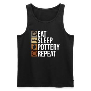 Eating, Sleeping, Pottery, Repeating - Pottery - Men's Premium Organic Tank Top - black - Front - Michal (187cm)