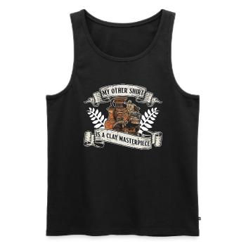 My other shirt is a masterpiece of clay - - Men's Premium Organic Tank Top - black - Front - AI Model Male 178 light (178cm)