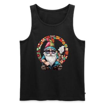 Hippie Gnom Cannabis Peace Gras Hippie Kostüm - Männer Premium Bio Tank Top - Schwarz - Vorne - AI Model Male 178 light (178cm)