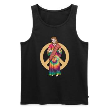 Jesus with Tie-Dye Robe - Hippie Christmas - Men's Premium Organic Tank Top - black - Front - AI Model Male 178 light (178cm)