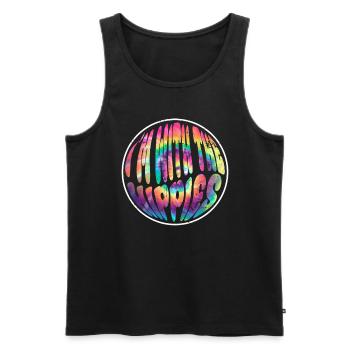 I'm With The Hippies - Hippie-Kostüm Tie Dye - Männer Premium Bio Tank Top - Schwarz - Vorne - AI Model Male 178 light (178cm)