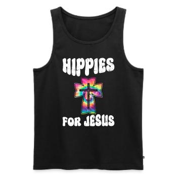 Hippies For Jesus - Hippie-Kostüm Tie Dye - Männer Premium Bio Tank Top - Schwarz - Vorne - AI Model Male 178 light (178cm)