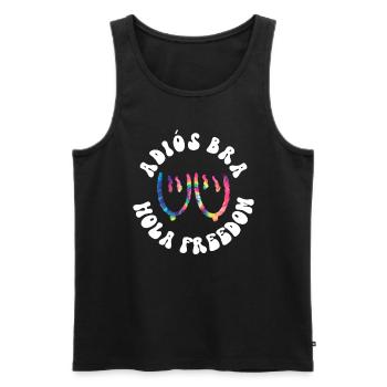 Adiós BH - Hola Freedom - Hippie Kostüm Tie Dye - Männer Premium Bio Tank Top - Schwarz - Vorne - AI Model Male 178 light (178cm)