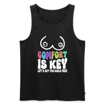 Comfort Is Key Let's Set The Girls Free - Kein Bra - Men's Premium Organic Tank Top - black - Front - Michal (187cm)