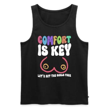 Comfort Is Key Let's Set The Girls Free - Kein Bra - Men's Premium Organic Tank Top - black - Front - Michal (187cm)
