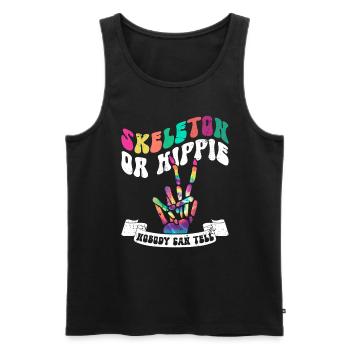 Squelette ou hippie - Hippie Halloween - Débardeur bio Premium Homme - noir - Devant - Michal (187cm)