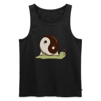Escargot avec le symbole Yin Yang comme maison - Hippie - Débardeur bio Premium Homme - noir - Devant - Michal (187cm)