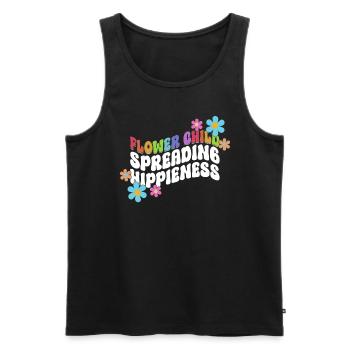 Blumenkind, das Hippieness verbreitet - Hippie - Männer Premium Bio Tank Top - Schwarz - Vorne - AI Model Male 178 light (178cm)