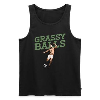Grasige Bälle - Lustiger Fußball - Männer Premium Bio Tank Top - Schwarz - Vorne - Michal (187cm)