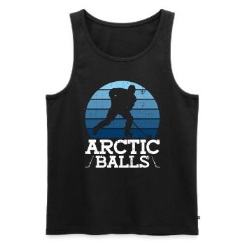 Arctic Balls - Drôle de hockey sur glace - Débardeur bio Premium Homme - noir - Devant - Michal (187cm)