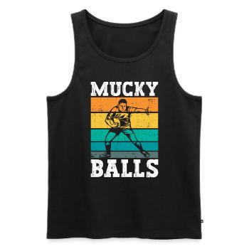 Mucky Balls - Drôle de rugby - Débardeur bio Premium Homme - noir - Devant - AI Model Male 178 light (178cm)