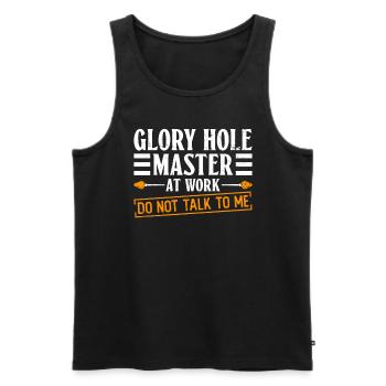 Glory Hole Master au travail Ne parlez pas souffleur de verre - Débardeur bio Premium Homme - noir - Devant - AI Model Male 178 light (178cm)