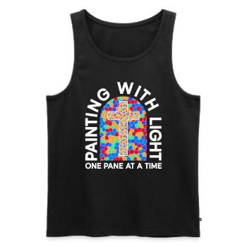 Malen mit Licht - eine Scheibe nach der anderen - - Männer Premium Bio Tank Top - Schwarz - Vorne - AI Model Male 178 light (178cm)