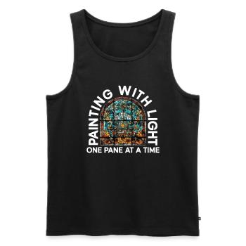Malen mit Licht - eine Scheibe nach der anderen - - Männer Premium Bio Tank Top - Schwarz - Vorne - AI Model Male 178 light (178cm)