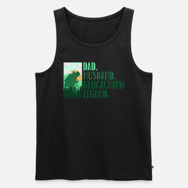 Vater. Ehemann. Geocaching-Legende. - Geocaching - Männer Premium Bio Tank Top - Schwarz
