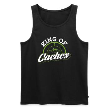 König der Caches - Geocaching Geocacher - Männer Premium Bio Tank Top - Schwarz - Vorne - AI Model Male 178 light (178cm)