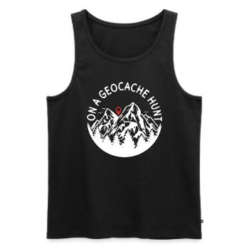 On the hunt for geocaches - Geocaching Geocacher - Men's Premium Organic Tank Top - black - Front - AI Model Male 178 light (178cm)