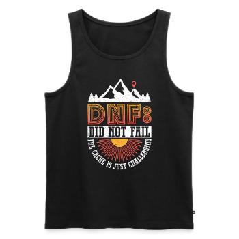 DNF: N’a pas échoué - Geocaching Geocacher - Débardeur bio Premium Homme - noir - Devant - AI Model Male 178 light (178cm)