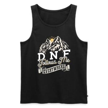 DNF Follows Me Everywhere - Geocaching Geocacher - Männer Premium Bio Tank Top - Schwarz - Vorne - Michal (187cm)