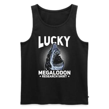 Lucky Megalodon Research Shirt - Megalodon Shark - Men's Premium Organic Tank Top - black - Front - Michal (187cm)