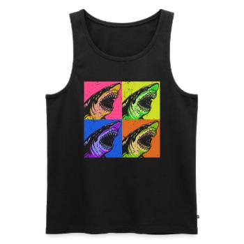 Megalodon Pop Up Retro - Megalodon Shark - Men's Premium Organic Tank Top - black - Front - AI Model Male 178 light (178cm)