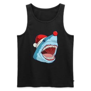 Requin mégalodon chapeau de Noël nez rouge - Débardeur bio Premium Homme - noir - Devant - Michal (187cm)
