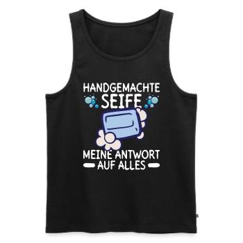 Handgemachte Seife - Meine Antwort Auf Alles - - Männer Premium Bio Tank Top - Schwarz - Vorne - Michal (187cm)