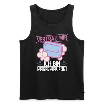 Vertrau Mir - Ich Bin Seifensiederin - Seife - Männer Premium Bio Tank Top - Schwarz - Vorne - Michal (187cm)