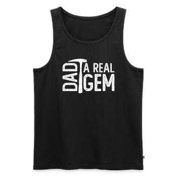 Dad - Ein echter Edelstein - Rockhounding Dad Rock - Männer Premium Bio Tank Top - Schwarz - Vorne - Michal (187cm)
