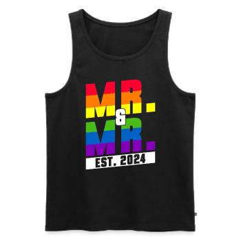 Mariage Gay Pride 2024 Mariage gay - Débardeur bio Premium Homme - noir - Devant - AI Model Male 178 light (178cm)