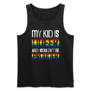 Gay Pride Fiers Parents Fils Gay - Débardeur bio Premium Homme - noir - Devant - AI Model Male 178 light (178cm)