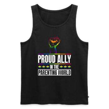 Gay Pride Fiers Parents Fils Gay - Débardeur bio Premium Homme - noir - Devant - AI Model Male 178 light (178cm)