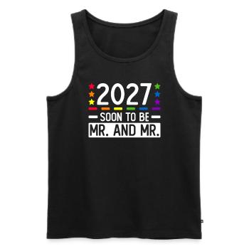 Gay Pride 2027 Mariage Mariage gay - Débardeur bio Premium Homme - noir - Devant - AI Model Male 178 light (178cm)