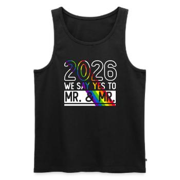 Mariage Gay Pride 2026 Mariage gay - Débardeur bio Premium Homme - noir - Devant - AI Model Male 178 light (178cm)