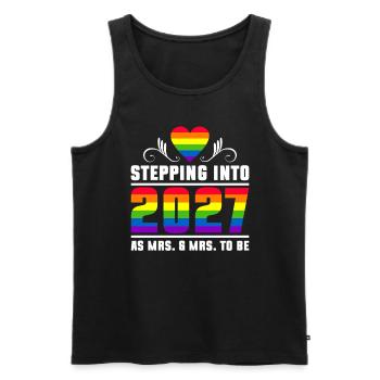 Gay Pride 2027 Mariage Mariage gay - Débardeur bio Premium Homme - noir - Devant - Michal (187cm)