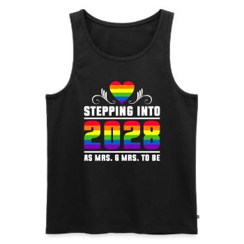 Gay Pride 2028 Mariage Mariage gay - Débardeur bio Premium Homme - noir - Devant - Michal (187cm)