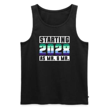 Gay Pride 2028 Mariage Mariage gay - Débardeur bio Premium Homme - noir - Devant - Michal (187cm)