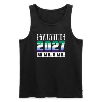 Gay Pride 2027 Mariage Mariage gay - Débardeur bio Premium Homme - noir - Devant - Michal (187cm)