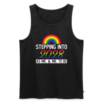 Gay Pride 2028 Mariage Mariage gay - Débardeur bio Premium Homme - noir - Devant - Michal (187cm)