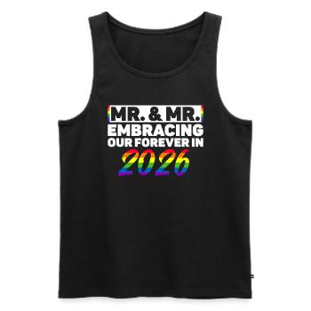 Mr. & Mr. 2026 Gay Pride Hochzeit Homo-Ehe - Männer Premium Bio Tank Top - Schwarz - Vorne - Michal (187cm)