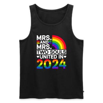 Mrs. and Mrs. 2024 Gay Pride Wedding Gay Marriage - Men's Premium Organic Tank Top - black - Front - Michal (187cm)