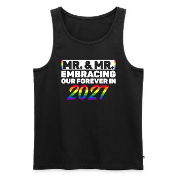 Mr. & Mr. 2027 Gay Pride Hochzeit Homo-Ehe - Männer Premium Bio Tank Top - Schwarz - Vorne - Michal (187cm)