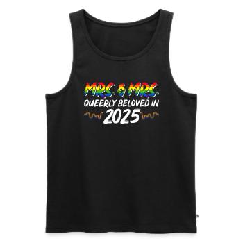 Mrs. & Mrs. 2025 Gay Pride Hochzeit Homo-Ehe - Männer Premium Bio Tank Top - Schwarz - Vorne - AI Model Male 178 light (178cm)