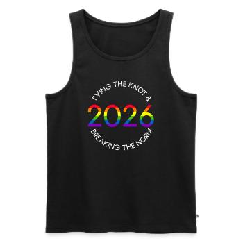 Gay Pride 2026 Mariage Mariage gay - Débardeur bio Premium Homme - noir - Devant - AI Model Male 178 light (178cm)