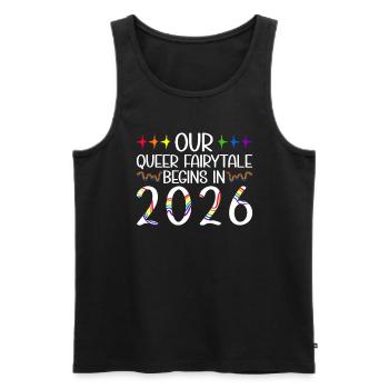 Queer Fairytale 2026 Hochzeit Homo-Ehe - Männer Premium Bio Tank Top - Schwarz - Vorne - AI Model Male 178 light (178cm)