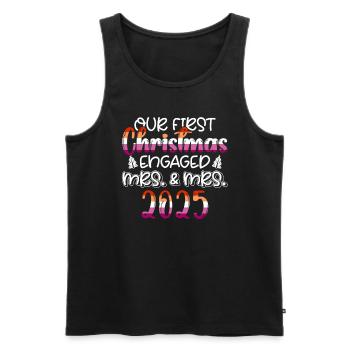 First Christmas Engaged Wife & Wife 2025 Gay - Men's Premium Organic Tank Top - black - Front - Michal (187cm)