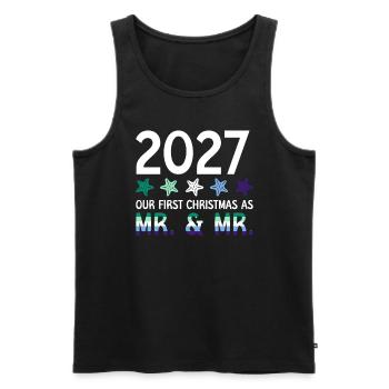 2027 Our first Christmas as Mr. & Mr. Homo-E - Men's Premium Organic Tank Top - black - Front - Michal (187cm)