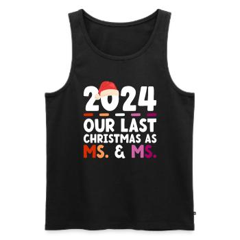 2024 Our Last Christmas as Mrs & Mrs - Men's Premium Organic Tank Top - black - Front - AI Model Male 178 light (178cm)